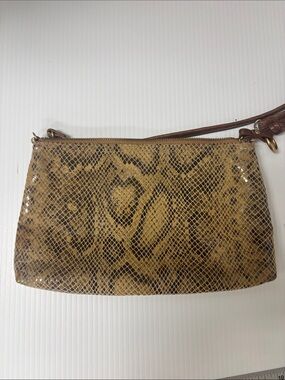 HOBO Tan and Brown Snake-Effect Wristlet Clutch
